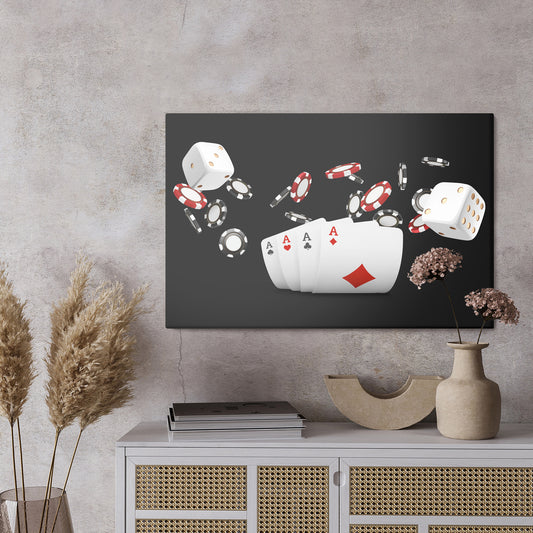 Obraz Na Płótnie Asy Pokerowe i Żetony – dynamiczny akcent do wnętrz nowoczesnych i industrialnych – widok 2