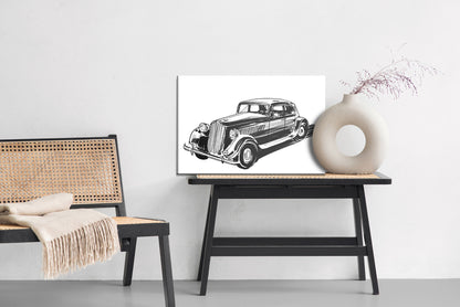 Obraz Na Płótnie Szkic Klasycznego Samochodu – minimalistyczna grafika do wnętrz loft i nowoczesnych – widok 5