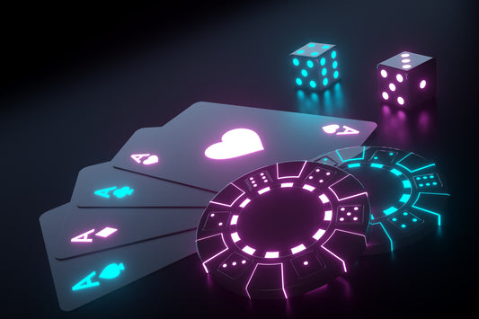 Obraz Na Płótnie Motyw Pokerowy – nowoczesna grafika z neonowym blaskiem do wnętrz nowoczesnych i loftowych 100x70
