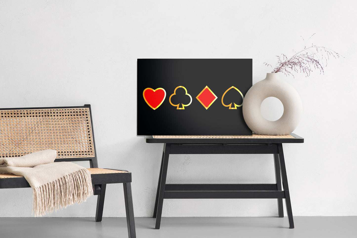 Obraz Na Płótnie Symbole Kart – stylowy kontrastowy wzór do wnętrz nowoczesnych i Art Deco – widok 5