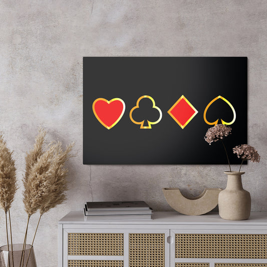 Obraz Na Płótnie Symbole Kart – stylowy kontrastowy wzór do wnętrz nowoczesnych i Art Deco – widok 2
