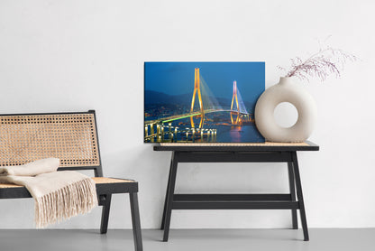 Obraz Na Płótnie Most Busan Harbor Bridge – Nocny pejzaż miejski do wnętrz nowoczesnych, industrialnych. – widok 5