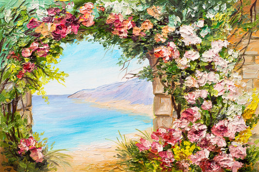Obraz Na Płótnie Kwiaty Nad Morzem – sielski spokój natury do wnętrz coastal, boho i klasycznych 120x80