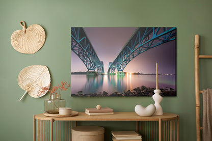Obraz Na Płótnie Most South Grand Island Bridge – architektoniczny pejzaż do wnętrz nowoczesnych i industrialnych – widok 4