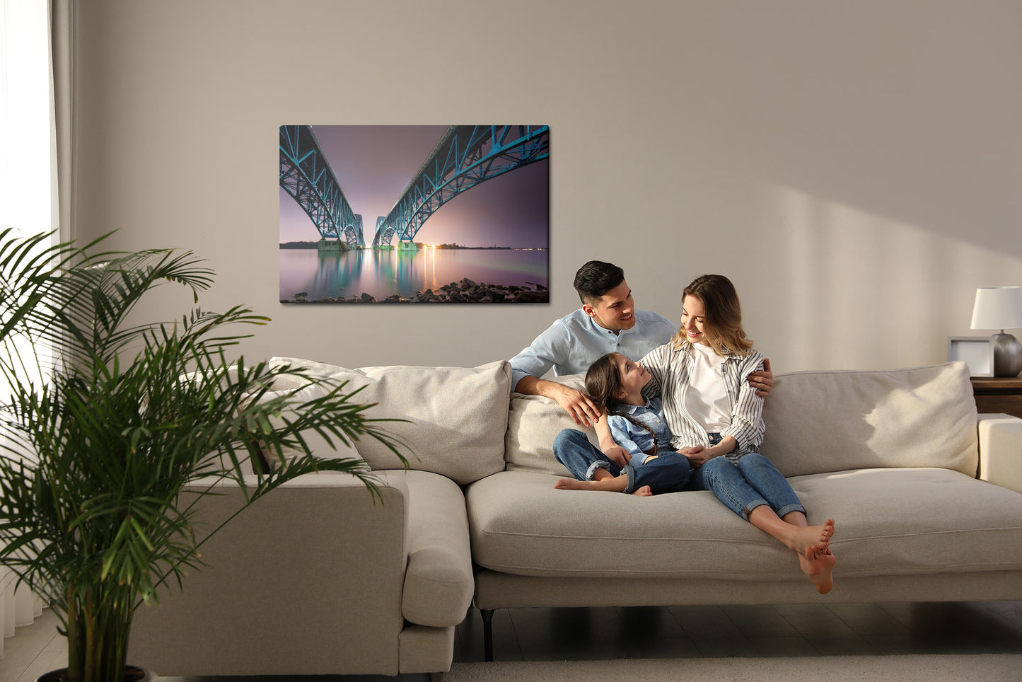 Obraz Na Płótnie Most South Grand Island Bridge – architektoniczny pejzaż do wnętrz nowoczesnych i industrialnych – widok 6