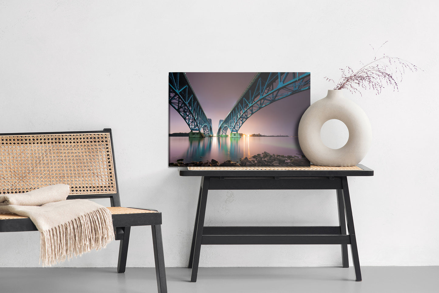 Obraz Na Płótnie Most South Grand Island Bridge – architektoniczny pejzaż do wnętrz nowoczesnych i industrialnych – widok 5