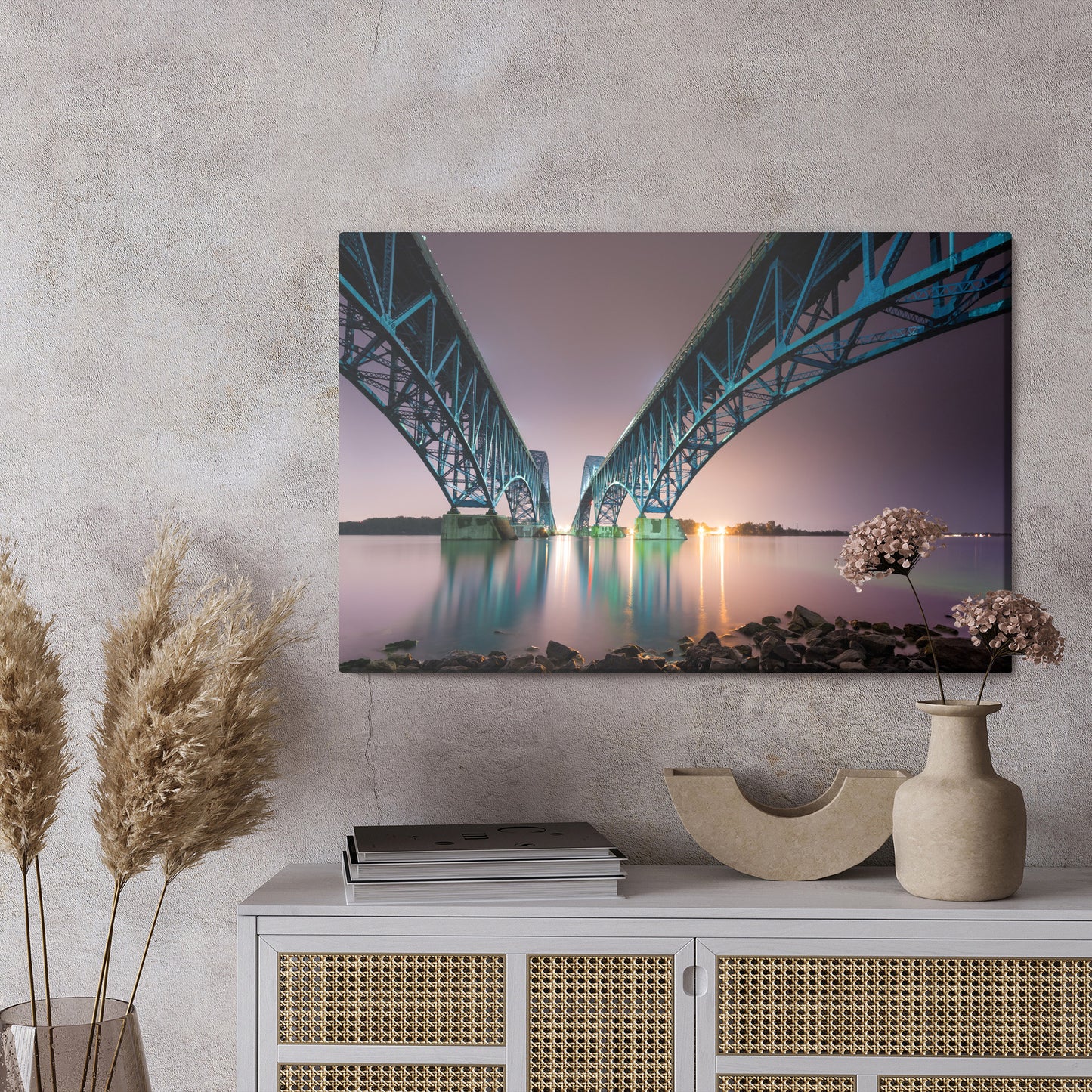 Obraz Na Płótnie Most South Grand Island Bridge – architektoniczny pejzaż do wnętrz nowoczesnych i industrialnych – widok 2