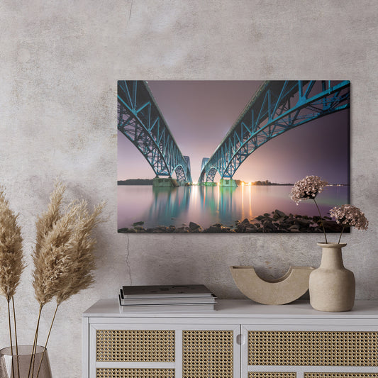 Obraz Na Płótnie Most South Grand Island Bridge – architektoniczny pejzaż do wnętrz nowoczesnych i industrialnych – widok 2