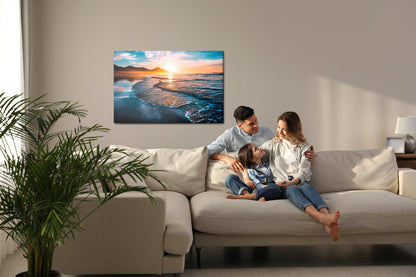 Obraz Na Płótnie Zachód Słońca Nad Morzem – subtelny pejzaż do wnętrz skandynawskich i coastal – widok 6