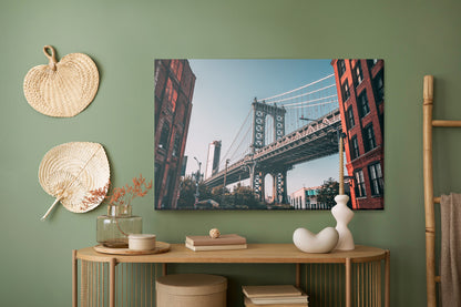 Obraz Na Płótnie Most Manhattan Bridge, Nowy Jork – dynamiczny pejzaż miejski do wnętrz industrialnych i nowoczesnych – widok 4