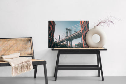 Obraz Na Płótnie Most Manhattan Bridge, Nowy Jork – dynamiczny pejzaż miejski do wnętrz industrialnych i nowoczesnych – widok 5