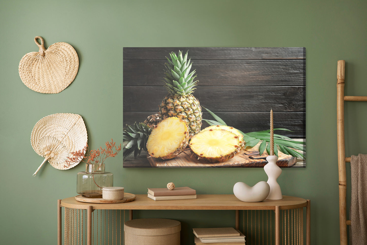 Obraz Na Płótnie Pokrojony Ananas – świeżość tropików do wnętrz boho, nowoczesnych i eklektycznych – widok 4