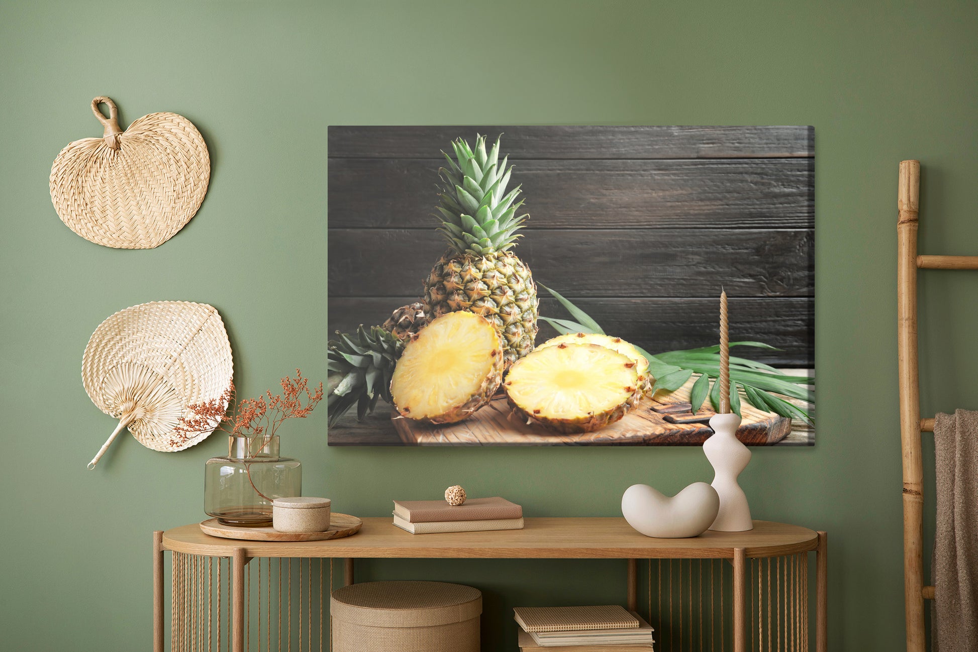 Obraz Na Płótnie Pokrojony Ananas – świeżość tropików do wnętrz boho, nowoczesnych i eklektycznych – widok 4