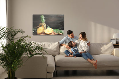 Obraz Na Płótnie Pokrojony Ananas – świeżość tropików do wnętrz boho, nowoczesnych i eklektycznych – widok 6
