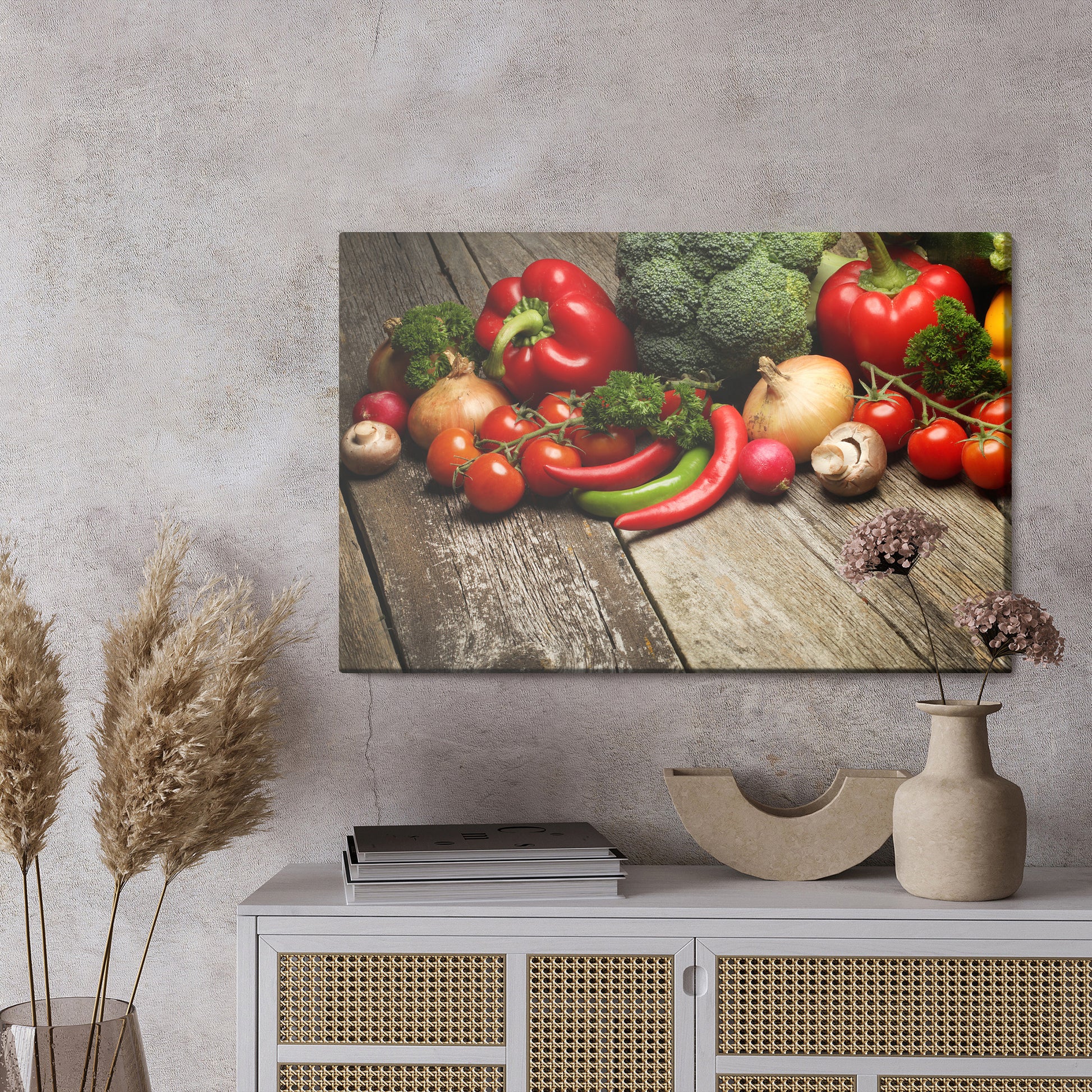 Obraz Na Płótnie Warzywa Świeże – apetyczna dekoracja do kuchni w stylu rustykalnym i vintage – widok 2