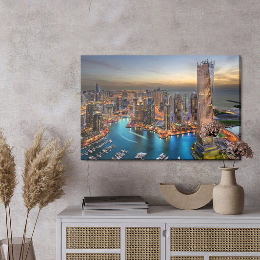 Obraz Na Płótnie Panorama Dubaju – dynamiczny pejzaż metropolii do wnętrz nowoczesnych i glamour – widok 2