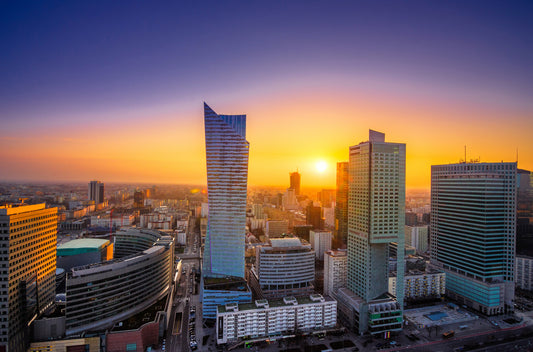 Obraz Na Płótnie Wieżowce Warszawy – miejska panorama do wnętrz nowoczesnych i loftowych 120x80