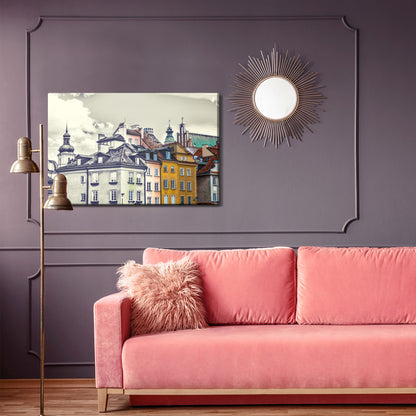 Obraz Na Płótnie Warszawskie Kamienice Vintage – miejski pejzaż retro do wnętrz loft i eklektycznych – widok 3