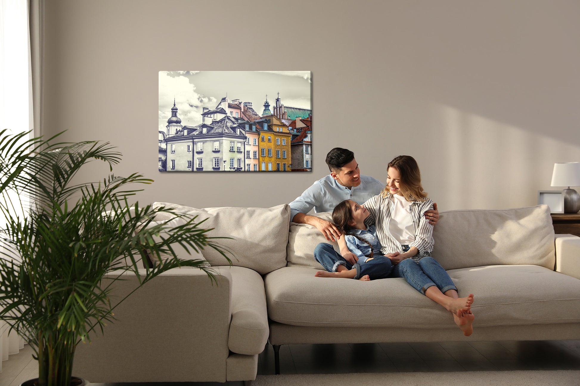 Obraz Na Płótnie Warszawskie Kamienice Vintage – miejski pejzaż retro do wnętrz loft i eklektycznych – widok 6