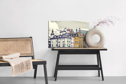Obraz Na Płótnie Warszawskie Kamienice Vintage – miejski pejzaż retro do wnętrz loft i eklektycznych – widok 5