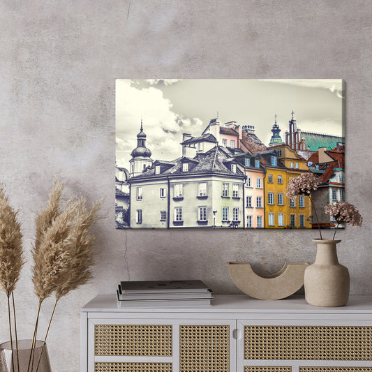 Obraz Na Płótnie Warszawskie Kamienice Vintage – miejski pejzaż retro do wnętrz loft i eklektycznych – widok 2