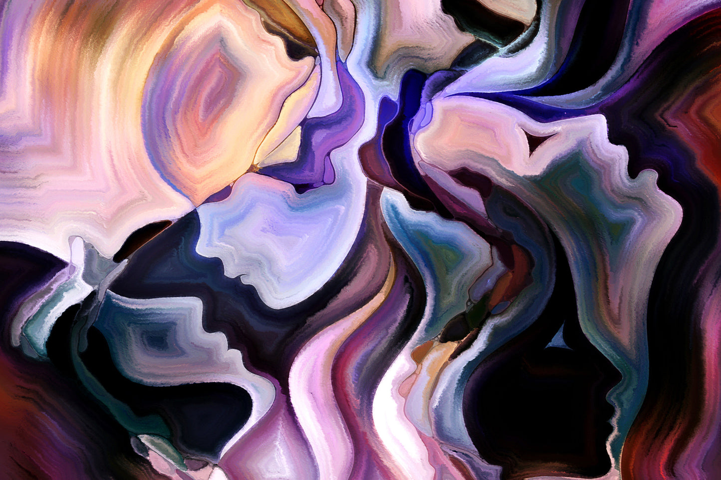 Obraz Na Płótnie Abstrakcja Z Twarzami – intrygująca ekspresja do wnętrz modern, loft, minimalistycznych 120x80
