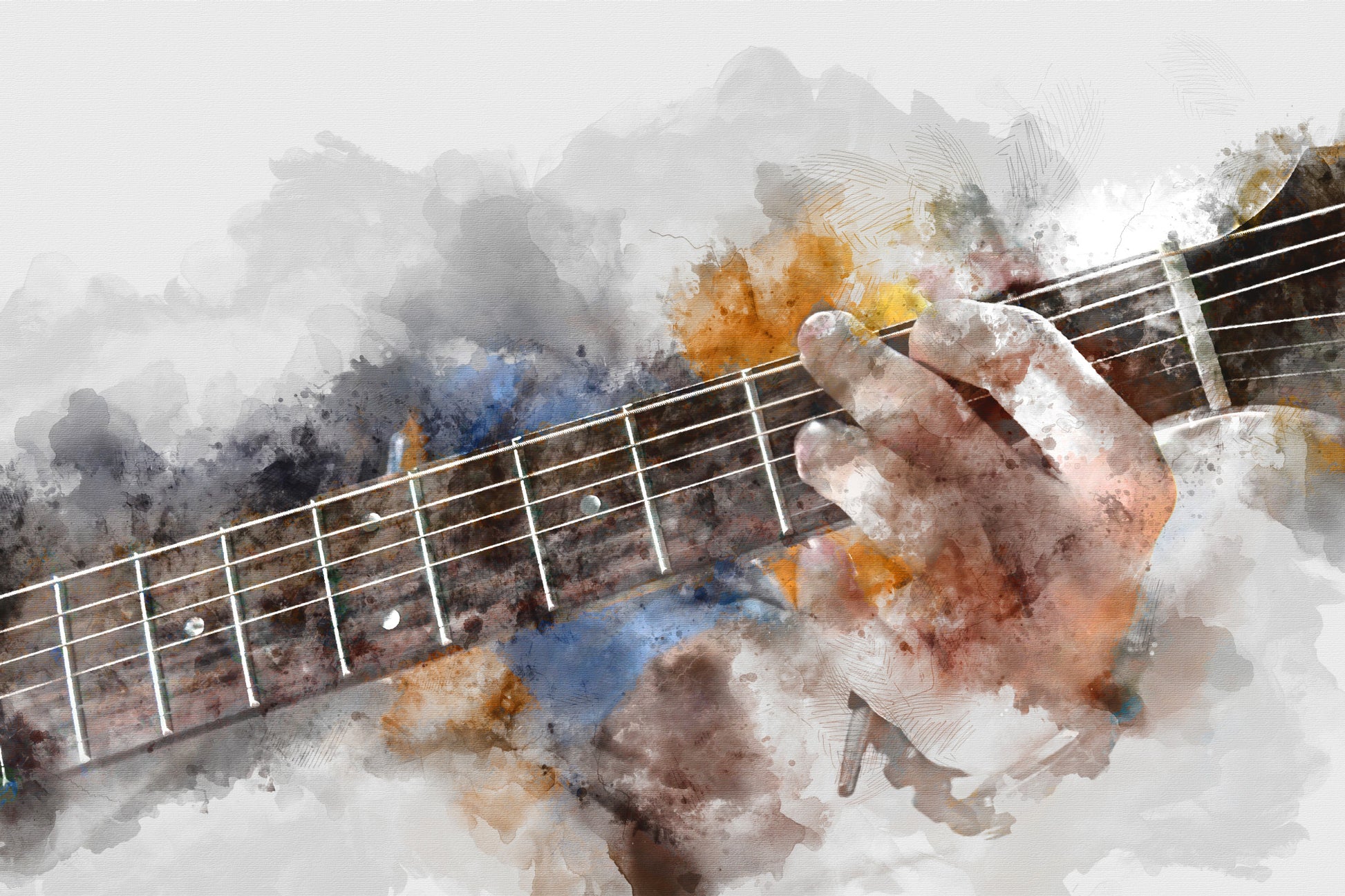 Obraz Na Płótnie Abstrakcyjna Gitara – ekspresyjna dekoracja do wnętrz nowoczesnych i loftowych 120x80