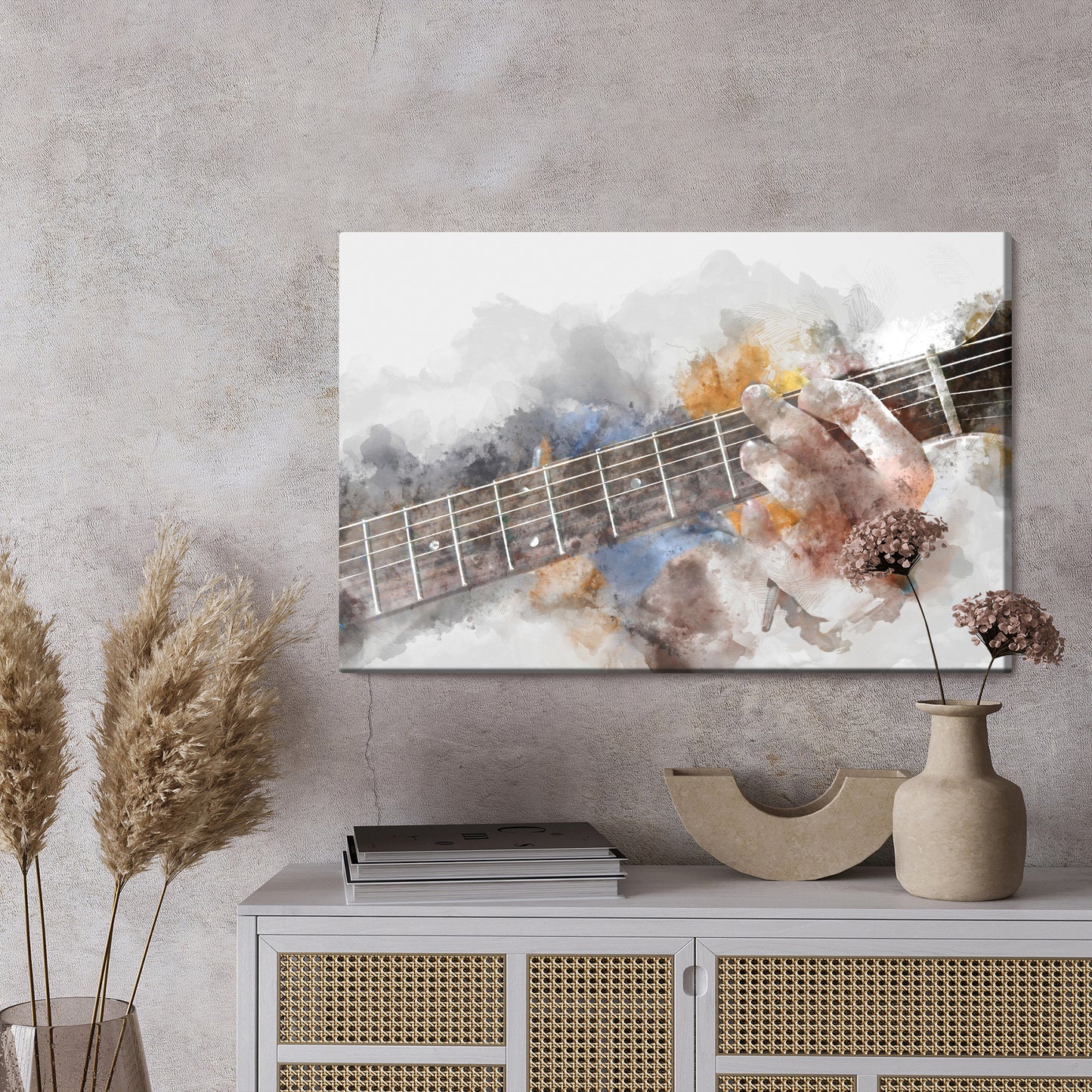 Obraz Na Płótnie Abstrakcyjna Gitara – ekspresyjna dekoracja do wnętrz nowoczesnych i loftowych – widok 2