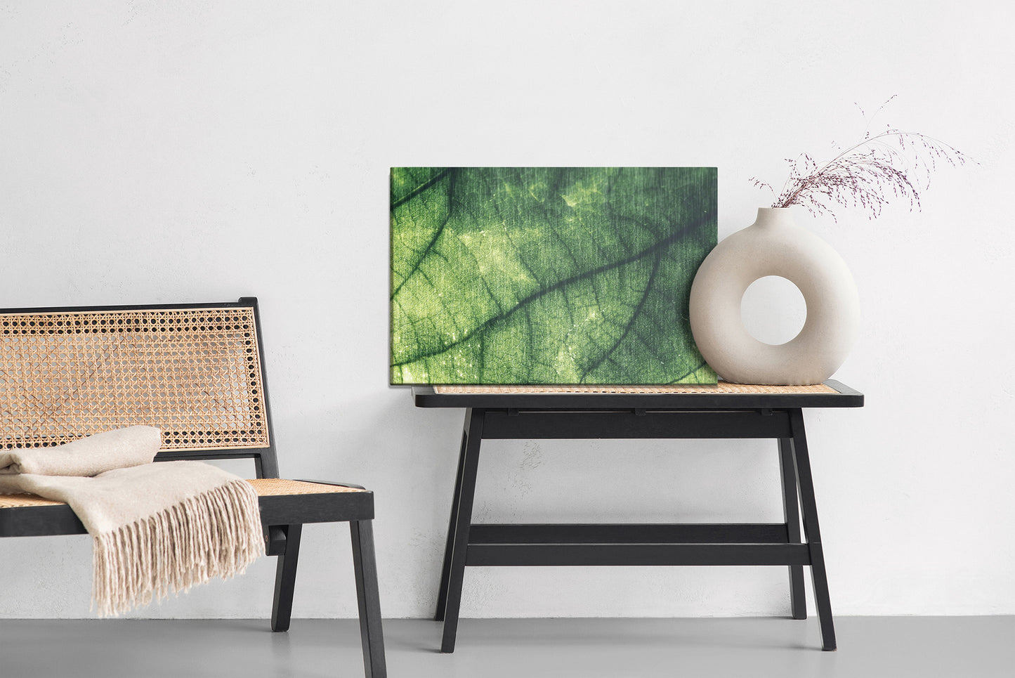 Obraz Na Płótnie Abstrakcyjna Tekstura Liścia – organiczny motyw do wnętrz Natural Modern i Biophilic – widok 5