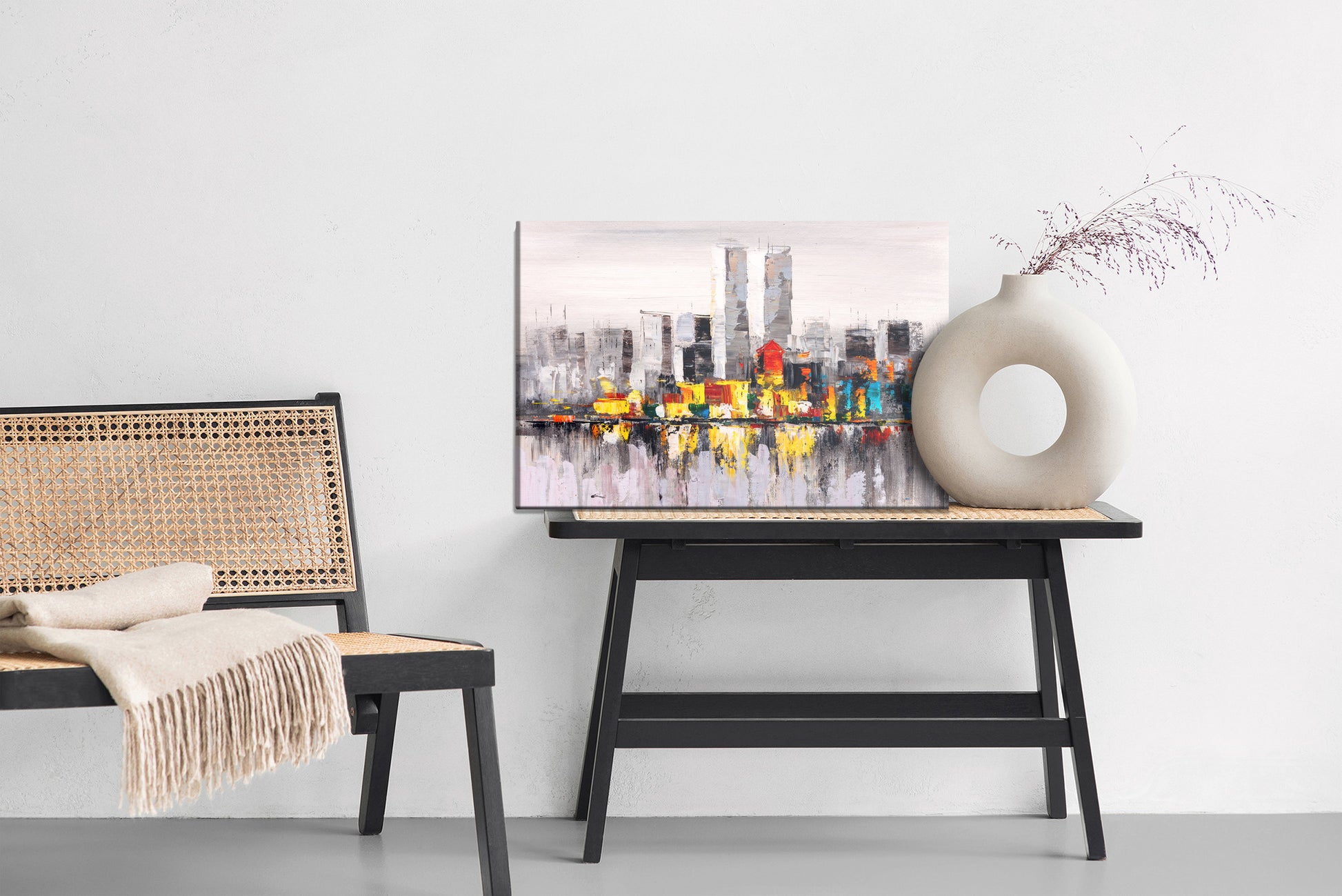 Obraz Na Płótnie Abstrakcyjna Panorama Nowego Jorku – dynamiczny akcent do wnętrz nowoczesnych i loftowych – widok 5