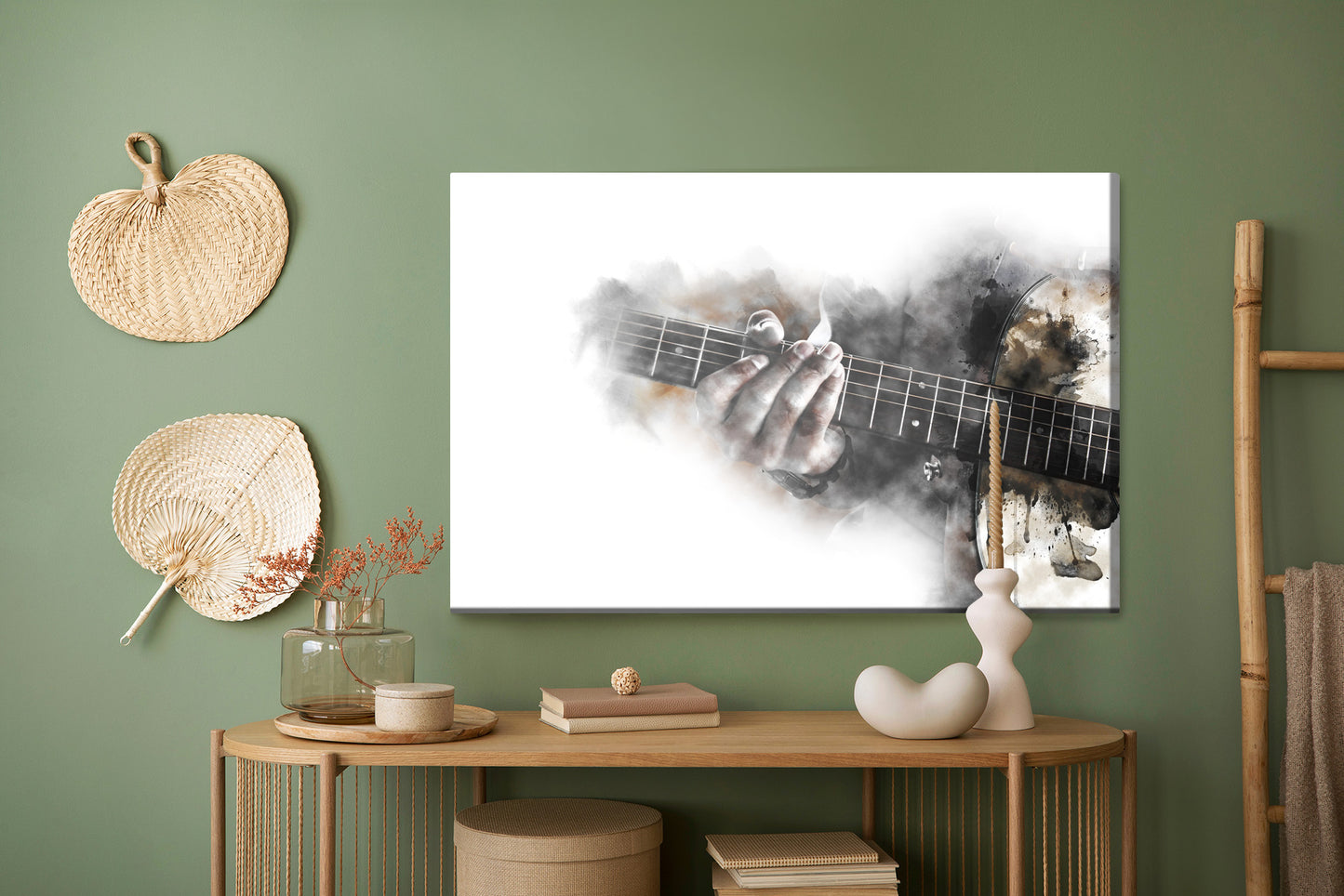 Obraz Na Płótnie Abstrakcyjna Gitara – dynamiczna kompozycja do wnętrz nowoczesnych, loftowych – widok 4