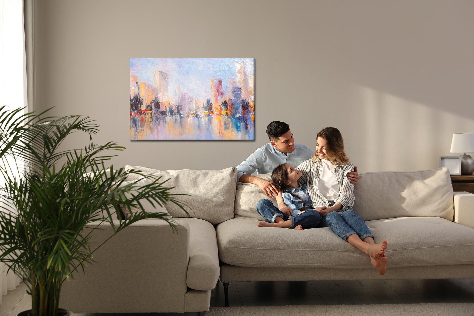 Obraz Na Płótnie Abstrakcyjny Pejzaż Miejski – nowoczesny i subtelny do wnętrz loft i modern – widok 6