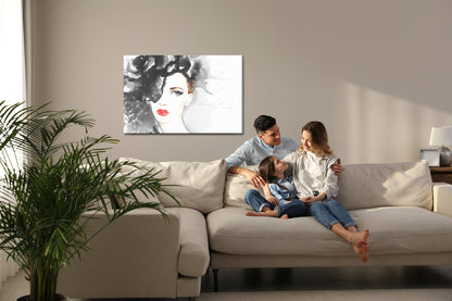 Obraz Na Płótnie Portret Kobiety – eteryczny akwarelowy design do wnętrz boho i skandynawskich – widok 6