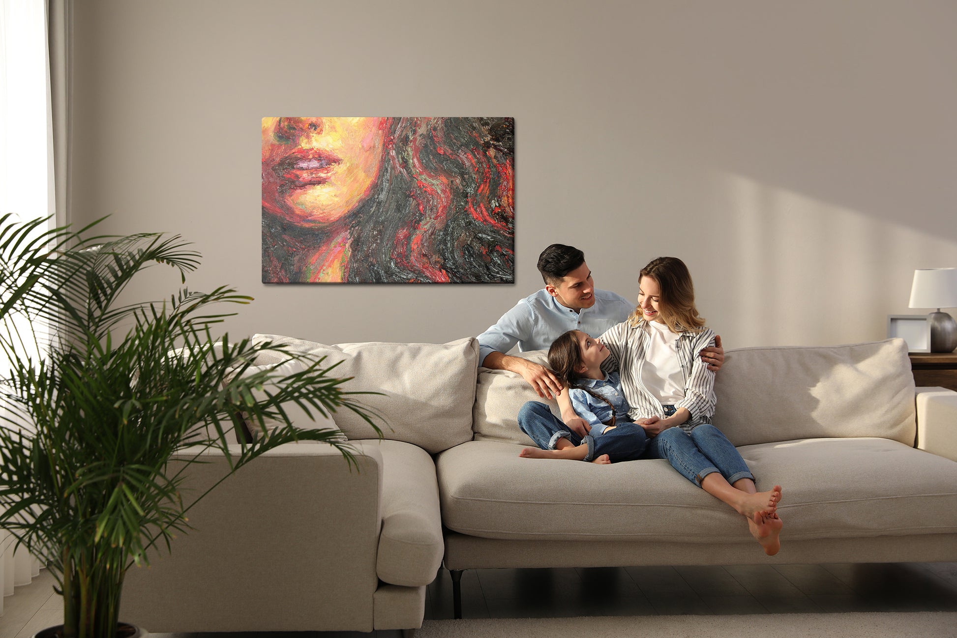 Obraz Na Płótnie Abstrakcyjny Portret Kobiety – subtelny i nowoczesny do wnętrz minimalistycznych i nowoczesnych – widok 6