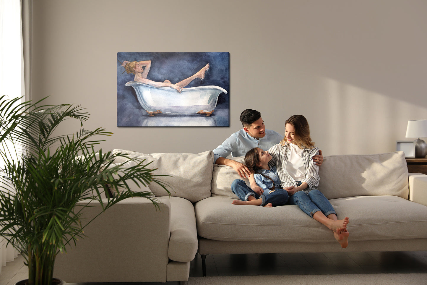 Obraz Na Płótnie Kobieta W Wannie – portret w stonowanych barwach do wnętrz nowoczesnych, minimalistycznych. – widok 6