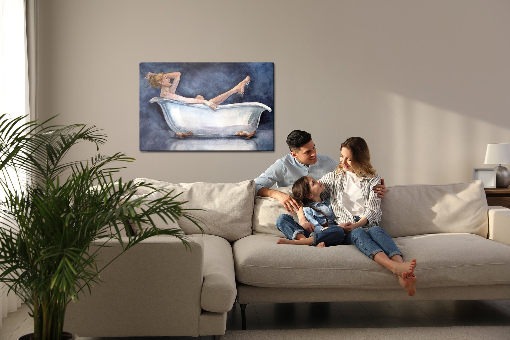 Obraz Na Płótnie Kobieta W Wannie – portret w stonowanych barwach do wnętrz nowoczesnych, minimalistycznych. – widok 6