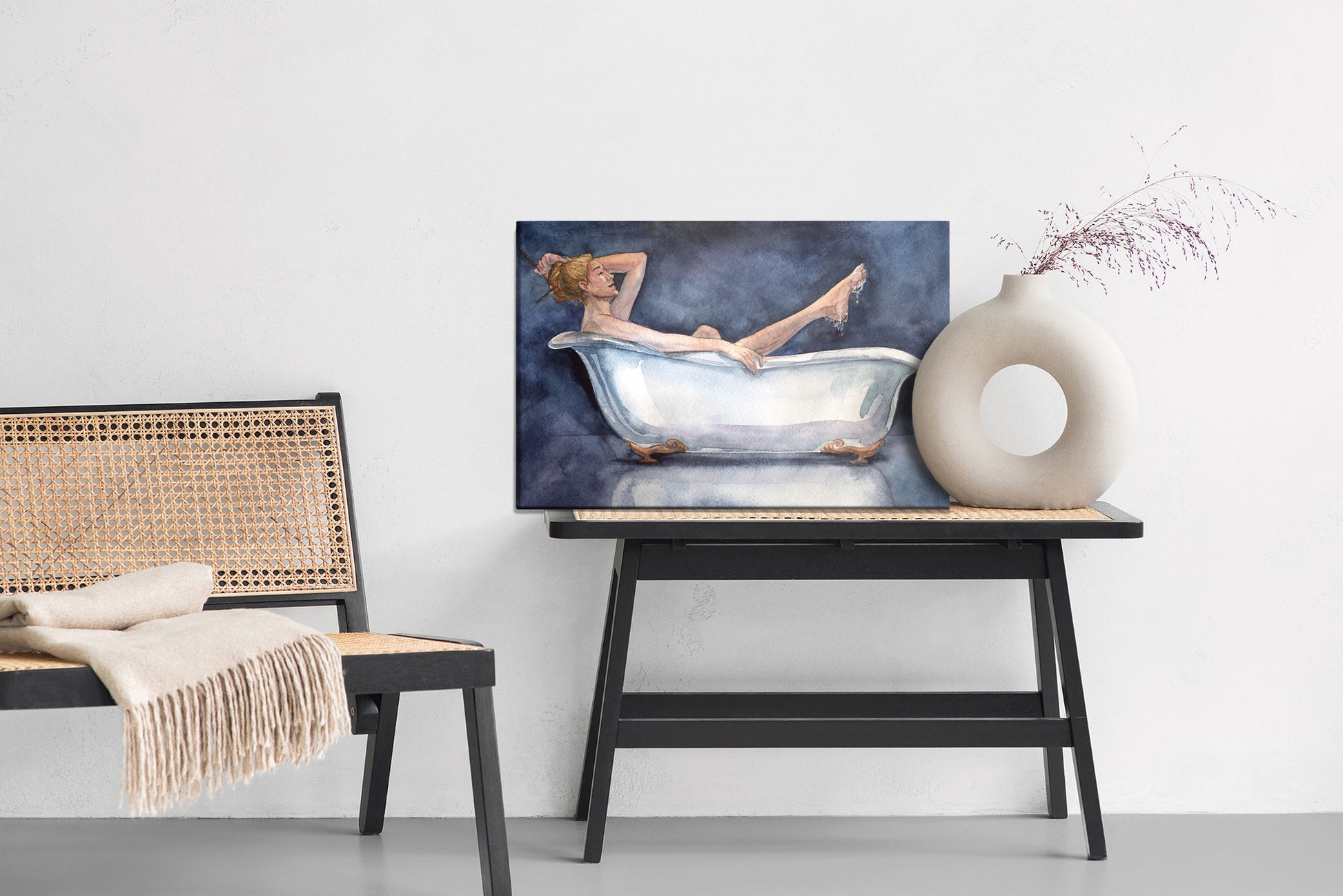 Obraz Na Płótnie Kobieta W Wannie – portret w stonowanych barwach do wnętrz nowoczesnych, minimalistycznych. – widok 5