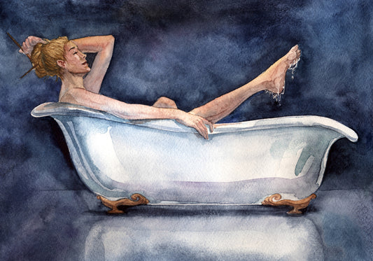 Obraz Na Płótnie Kobieta W Wannie – portret w stonowanych barwach do wnętrz nowoczesnych, minimalistycznych. 120x80