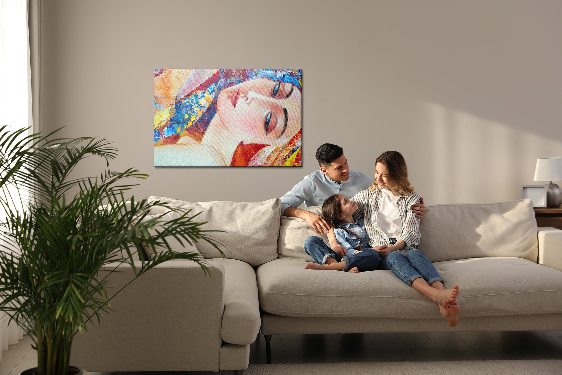 Obraz Na Płótnie Portret Młodej Kobiety – ekspresyjna dekoracja w żywych barwach do wnętrz modern i art deco – widok 6
