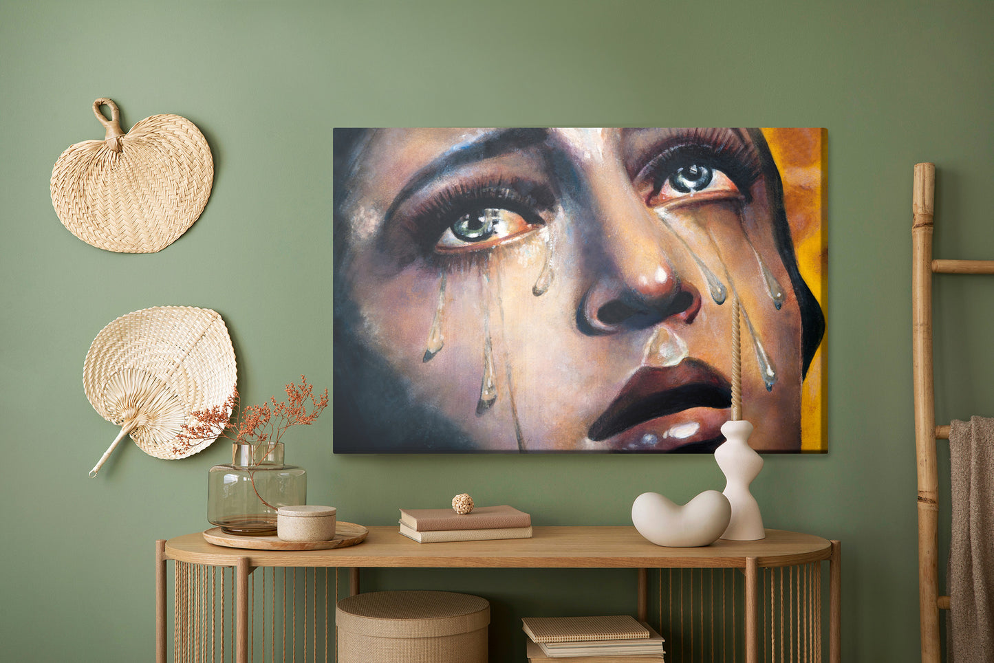 Obraz Na Płótnie Kobieta We Łzach – portret w stonowanych barwach do wnętrz nowoczesnych i minimalistycznych – widok 4