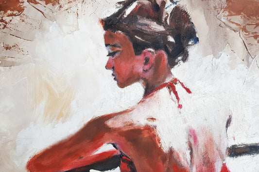 Obraz Na Płótnie Zamyślona Kobieta – portret w stonowanych barwach do wnętrz minimalistycznych i nowoczesnych 120x80
