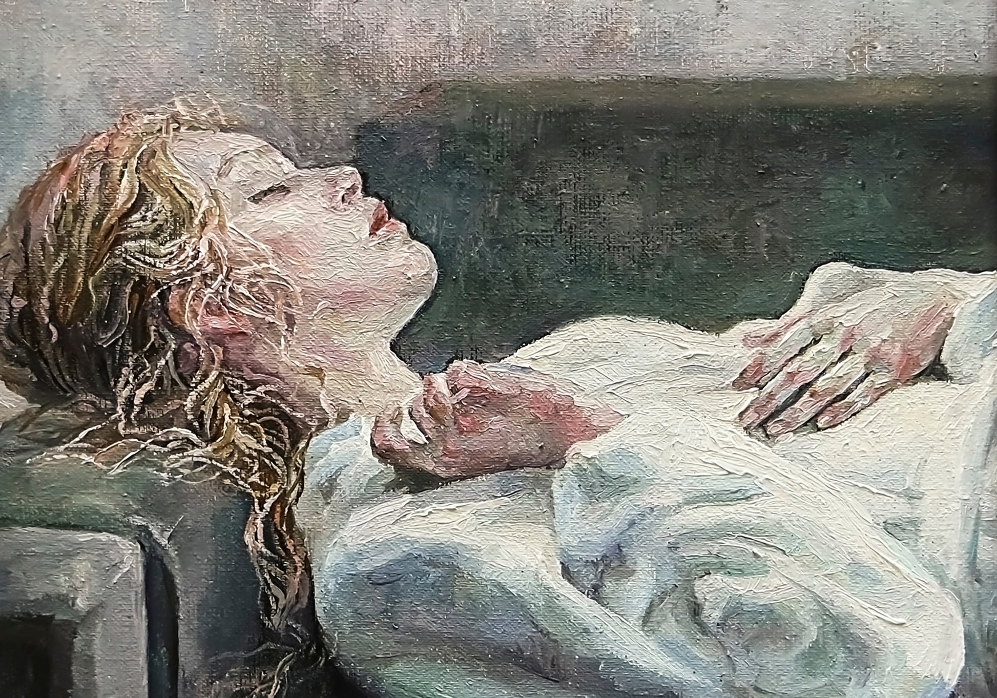 Obraz Na Płótnie Senna Kobieta – delikatność i ukojenie do wnętrz nowoczesnych i minimalistycznych 120x80