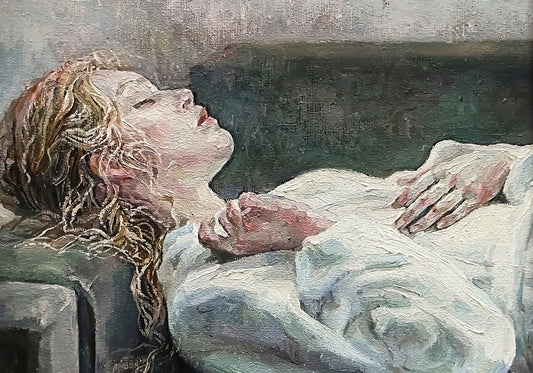 Obraz Na Płótnie Senna Kobieta – delikatność i ukojenie do wnętrz nowoczesnych i minimalistycznych 120x80