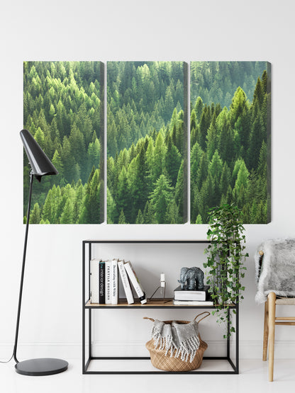 Obraz Wieloczęściowy Zieleń Lasu – leśna głębia i spokój do wnętrz naturalnych, skandynawskich i boho. – widok 8
