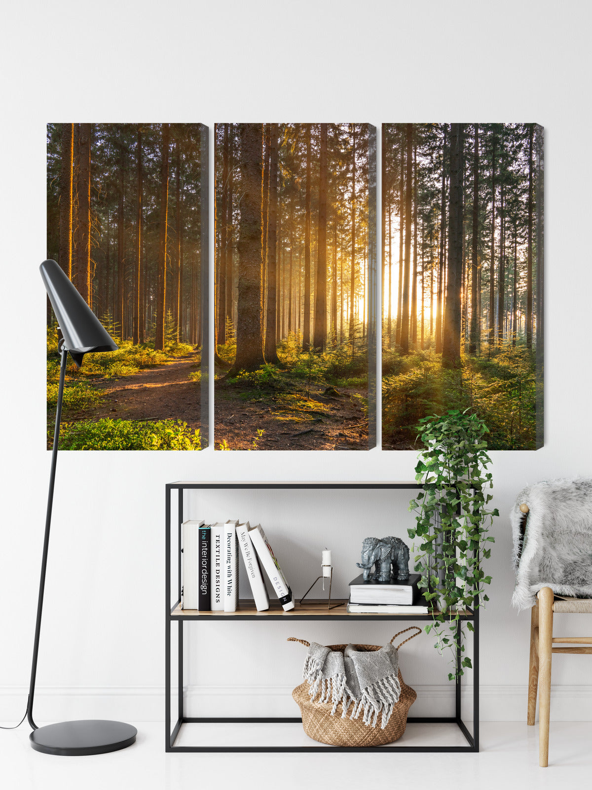 Obraz Wieloczęściowy Leśny Zachód Słońca – ciepła, relaksująca sceneria do wnętrz boho, rustykalnych i klasycznych</strong> – widok 8