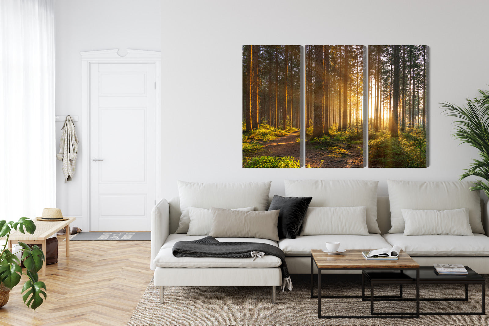 Obraz Wieloczęściowy Leśny Zachód Słońca – ciepła, relaksująca sceneria do wnętrz boho, rustykalnych i klasycznych</strong> – widok 5