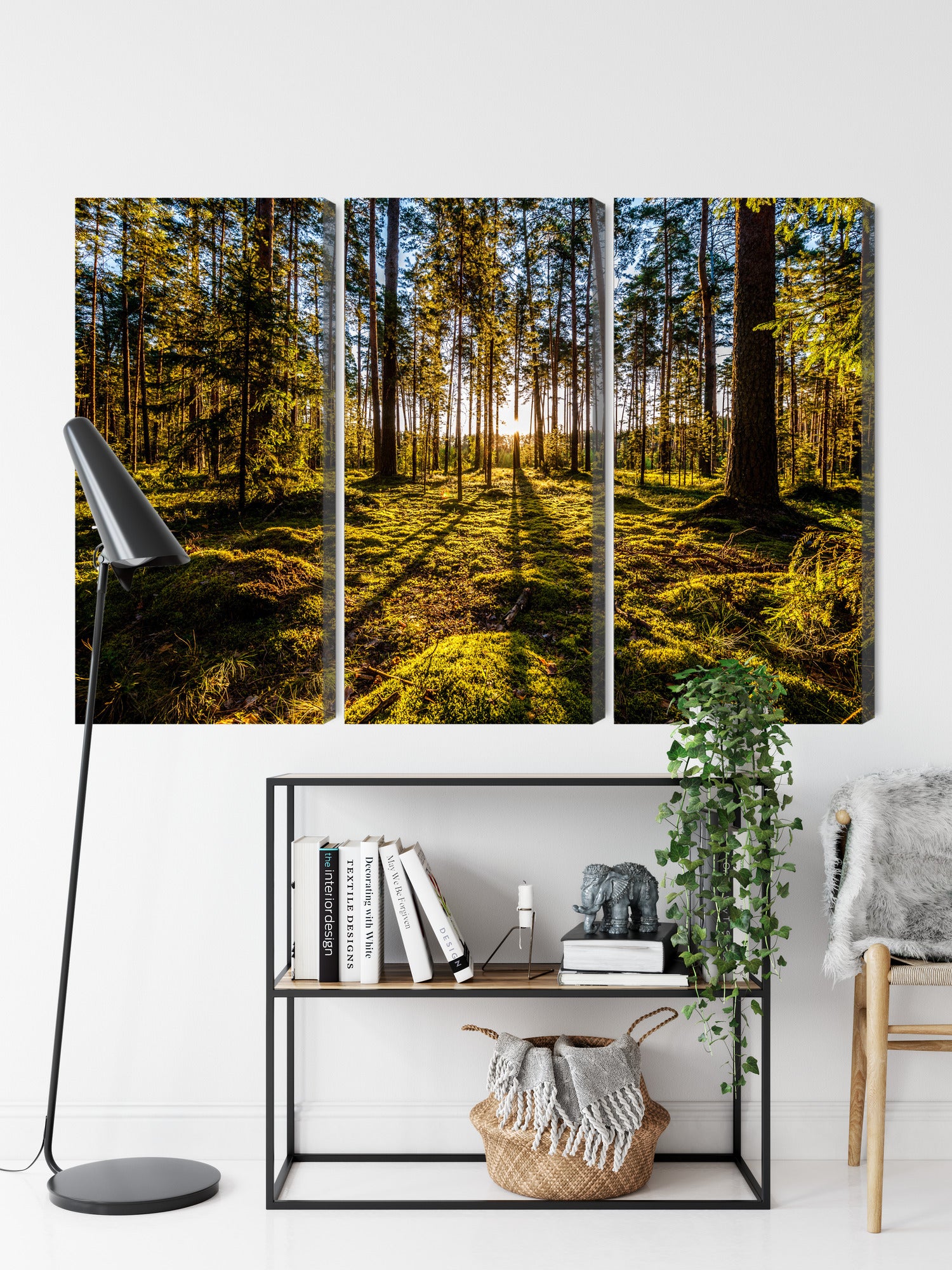 Obraz Wieloczęściowy Leśny Poranek – spokojna panorama do wnętrz skandynawskich i naturalnych – widok 8