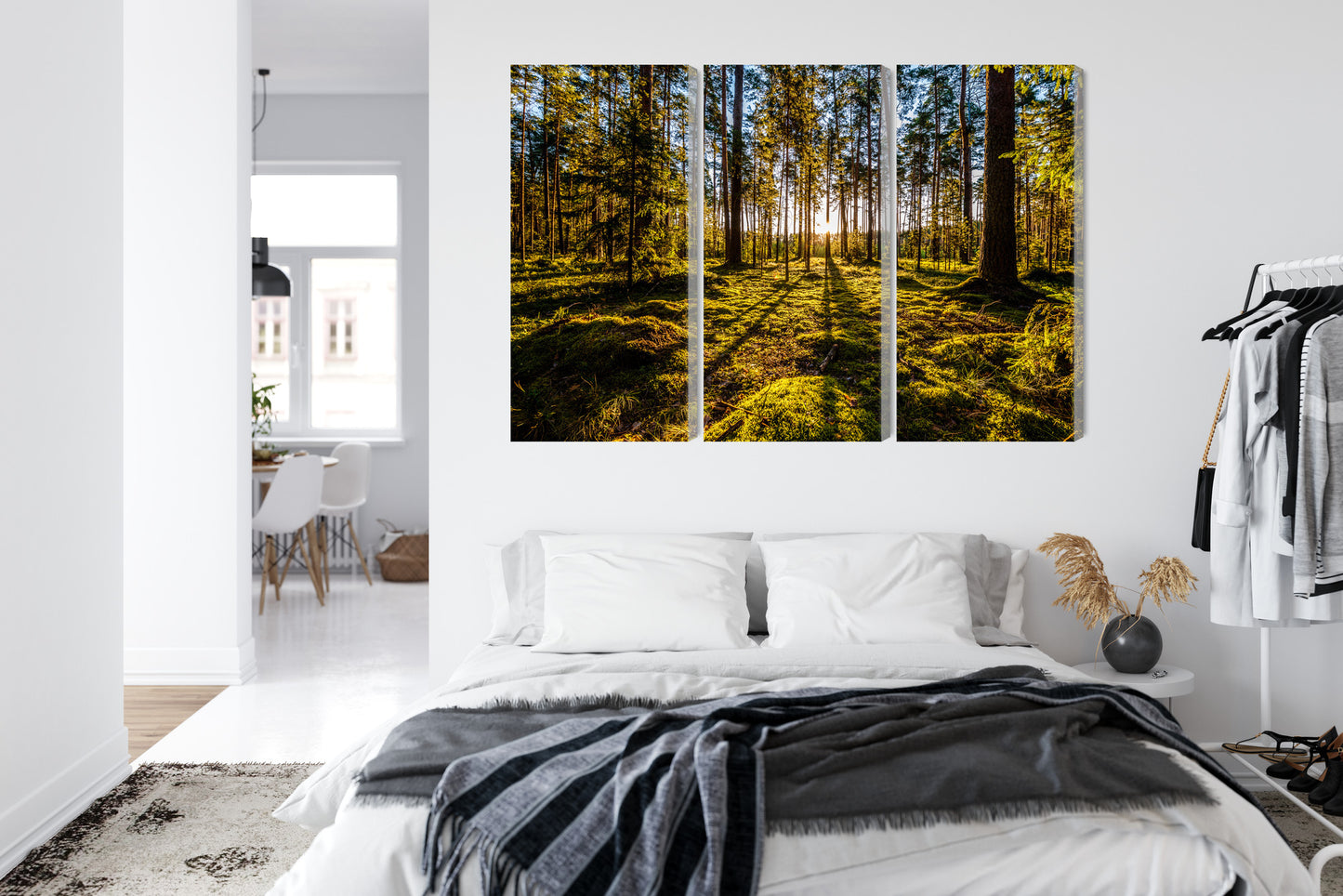 Obraz Wieloczęściowy Leśny Poranek – spokojna panorama do wnętrz skandynawskich i naturalnych – widok 6