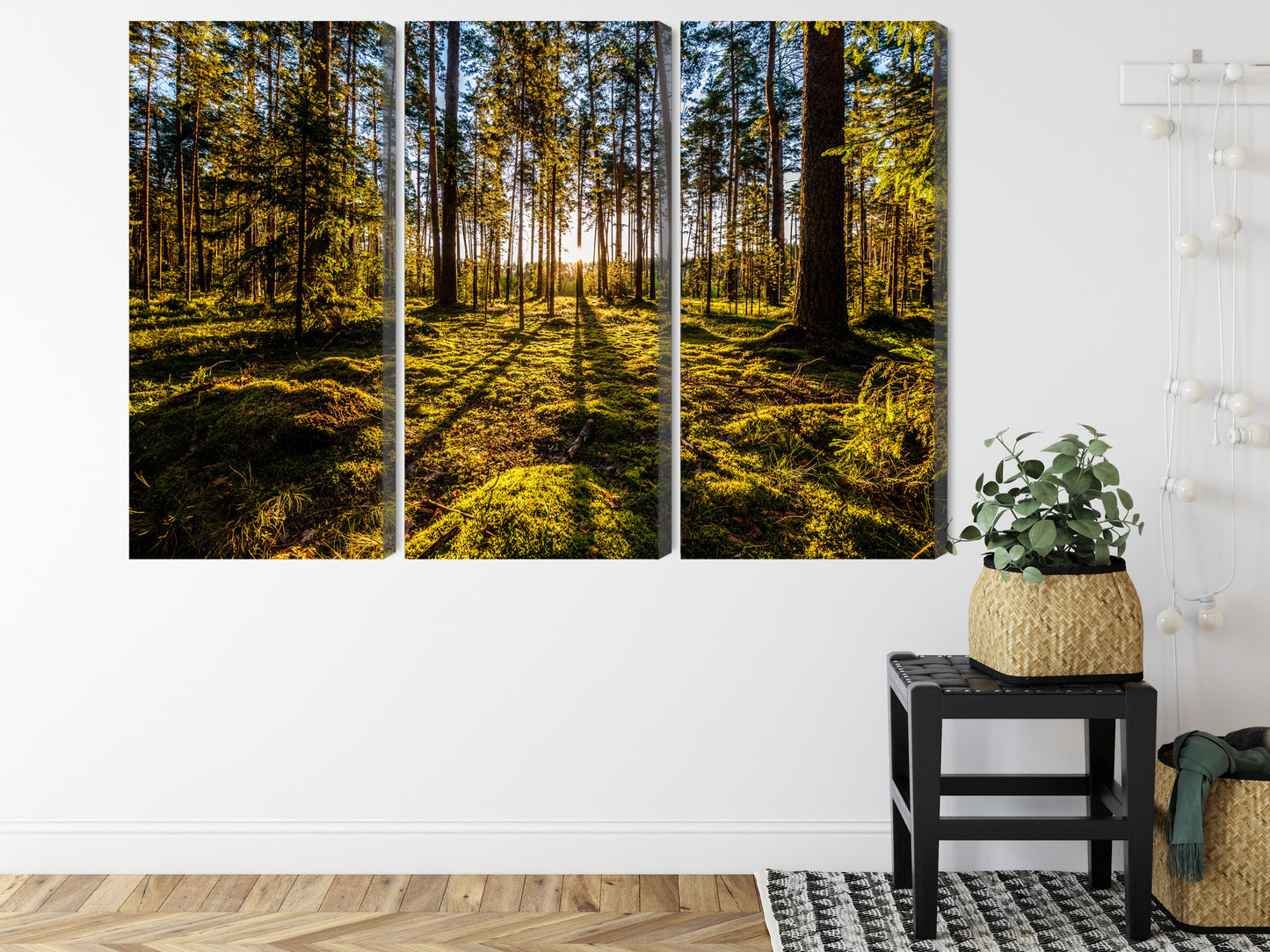 Obraz Wieloczęściowy Leśny Poranek – spokojna panorama do wnętrz skandynawskich i naturalnych – widok 7