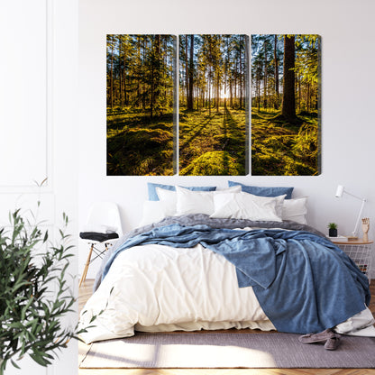 Obraz Wieloczęściowy Leśny Poranek – spokojna panorama do wnętrz skandynawskich i naturalnych – widok 2